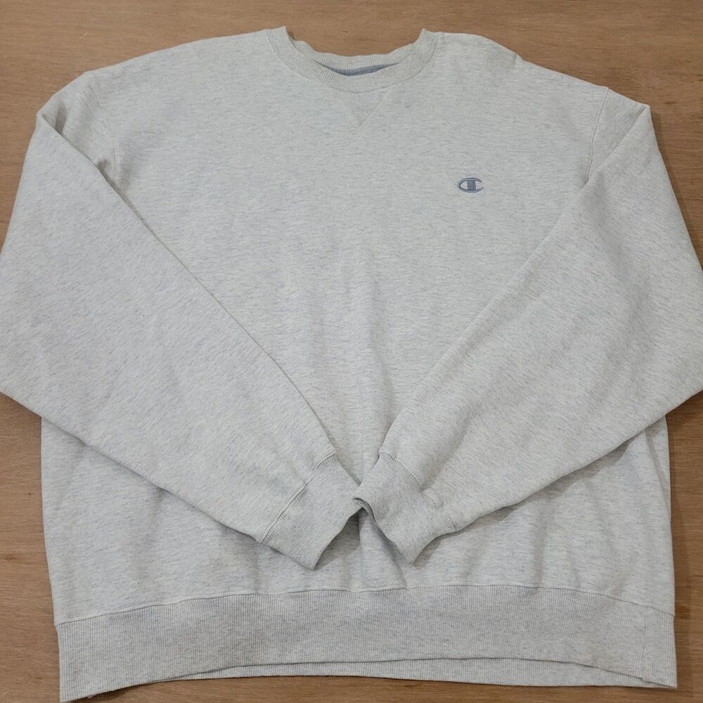 Champion Sweatshirt Mens 2XL Blank Casual White Fleece Crewneck BLANK Sweater